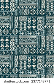 Native American tribal motifs patchwork wallpaper abstract vector seamless pattern