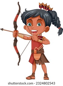 Native American Tribe Kid Archer illustration