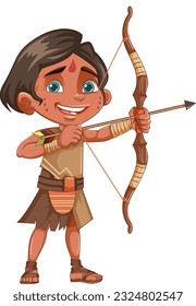 Native American Tribe Kid Archer illustration