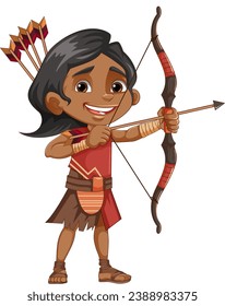 Native American Tribe Kid Archer illustration