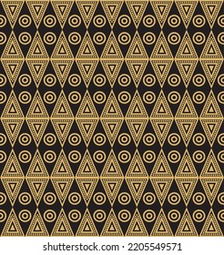 Native American vector gold seamless pattern. Endless Aztec, Maya, Inca ornament. Drawing for background and fabric.
