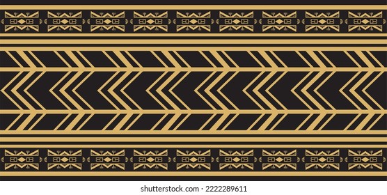 Patrón de oro vectorial nativo americano sin fisuras. Ornamento infinito azteca, maya, inca. Dibujo para borde y marco.