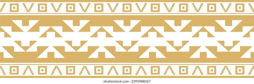 Native American vector gold seamless pattern. Endless Aztec, Maya, Inca ornament. Drawing for border and frame.