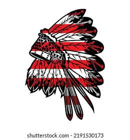 Native American vector isolated on blue background.