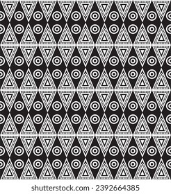 Native American vector monochrome seamless pattern. Endless black aztec, maya, inca ornament. Drawing for sandblasting and plotter and laser cutting.