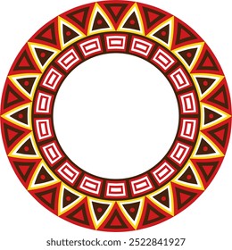 Native American vector round colored pattern. Geometric shapes in a circle. National ornament of the peoples of America, Maya, Aztecs, Incas
