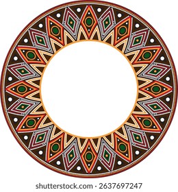 Native American vector round colored pattern. Geometric shapes in a circle. National ornament of the peoples of America, Maya, Aztecs, Incas
