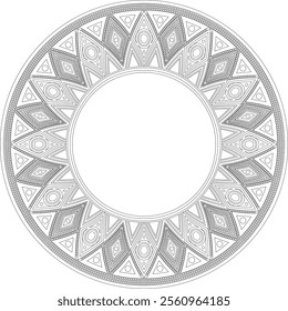 Native American vector round contour pattern. Geometric shapes in a circle. National ornament of the peoples of America, Maya, Aztecs, Incas. Template for stained glass
