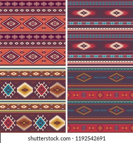 Native american vintage vector seamless patterns