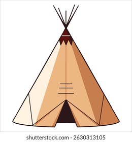 Native American wigwam illustration. Versatile vector graphic suitable for outdoor adventure branding and cultural education materials.