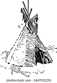 Native American Wigwam vintage illustration. 