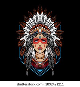 native american women vector illustration