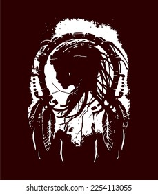 native americans, american indians, indigenous people, dreamcatcher, lady liberty, blob, splatter, stamp, blank, feathers, logo, tattoo, brand, black and white, freedom