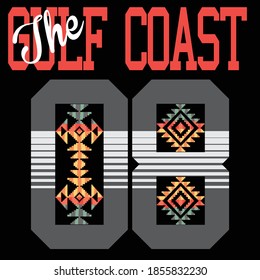 Native Americans athletic. Vintage artwork with ethnic pattern in custom colors
