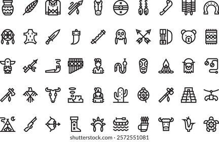 Native americans icons High-Quality Vector Icons Collection with Editable Stroke. Ideal for Professional and Creative Projects.