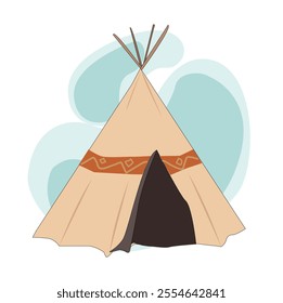 Native Americans. lodge or wigwam. Traditional camp, tent style handmade home for indigenous people, 
