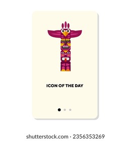 Native Americans totem mascot flat vector icon. National souvenir with traditional ornament isolated vector illustration. Ethnicity, history, tradition concept for web design and apps