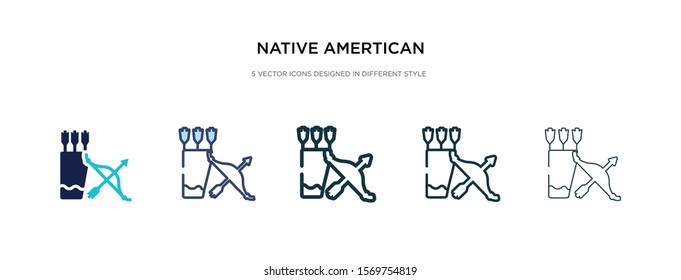 native amertican arrows and quiver icon in different style vector illustration. two colored and black native amertican arrows and quiver vector icons designed in filled, outline, line stroke style