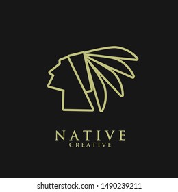 Native Apache Indian Gold Line Logo Stock Vector (Royalty Free ...