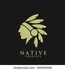 native apache indian gold logo icon designs vector illustration template