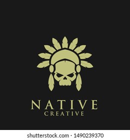 native apache indian gold logo icon designs vector illustration template