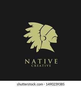 native apache indian gold logo icon designs vector illustration template
