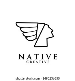 native apache indian logo icon designs vector illustration template