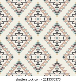 Native Aztec, Navajo seamless pattern. Tribal pastel geometric print. Ethnic colorful design wallpaper, fabric, cover, textile, rug, blanket.