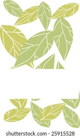 Native background consists of two-colored leaves and white empty space for sample text