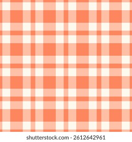 Native background textile fabric, aged seamless check texture. Card plaid pattern vector tartan in orange and red colors palette.