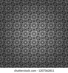 Native batik watercolor artistic gray, black and white seamless pattern. Ethnic boho style. Vector illustration. Seamless hand drawn tribal tiles texture.