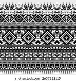Native black and white geometric abstract Ethnic pattern. Monochrome tribal seamless.. Aztec folk embroidery. Traditional African stripes background. Design for carpet, wallpaper, wrapping, fabric