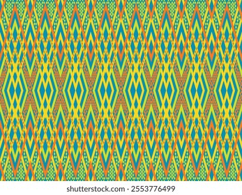 Native cloth pattern with yellow-green geometric shapes. Can be connected in every direction