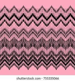 Native decorative border. Tribal Zigzag Geometric Style. Hand drawn Illustration. Seamless texture. Ethnic motif ornament. Boho shic pattern. Background for paper, rug textile, fashion design