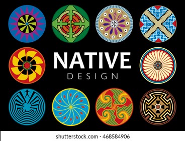 Native design collection on black background