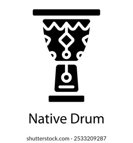 Native drum icon in filled style 