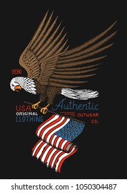 native eagle american. wild bird. old label and badge. engraved hand drawn in old sketch. USA symbol, flag of patriot.