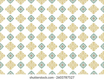 Native ethnic geometric damask pattern design