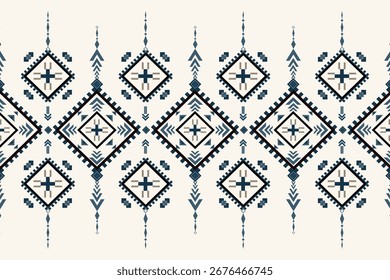 Native ethnic geometric pattern on a light gray background. Native fabric.