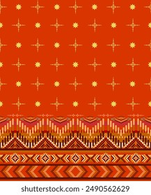 Native ethnic geometric pattern red and orange on a light gray background. Native American fabric, tiles, rugs, shirts	