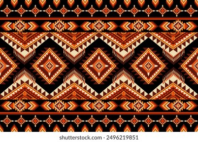 Native ethnic geometric pattern samless red and orange on a light gray background. Native American fabric, tiles, rugs, shirts
