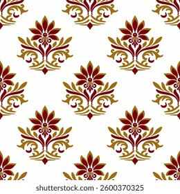Native ethnic geometric pattern samless gold and red on a light gray background. Native American fabric, tiles, rugs, capet