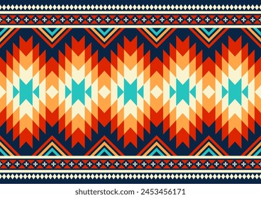 Native ethnic geometric seamless ornament pattern retro style. Graphic design for ceramics, wallpaper, textile, web, cards, carpet. Ethnic pattern. Border ornament. Native fabric.
