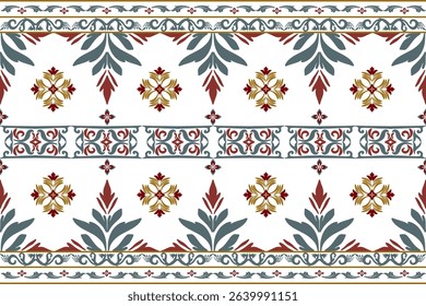Native ethnic thai geometric pattern samless gold and red on a light gray background. Native thai fabric tiles, rugs, shirts	