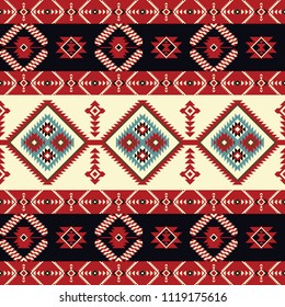 Native fabric. Geometric design kilim. Ethnic tribal seamless pattern.