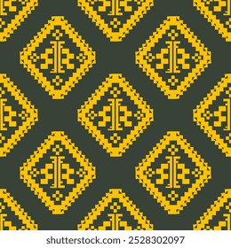 Native fabric geometric tribal pattern seamless. Southwest Aztec Navajo ethnic seamless. Ikat design for textile, printing, wallpaper, wrapping, clothing, batik, sarong.- Vector illustration