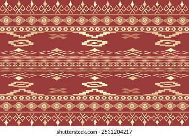 Native fabric geometric tribal pattern. Southwest Aztec Navajo ethnic seamless Ikat. Design vector for textile, printing, wallpaper, wrapping, clothing, batik, sarong.- Vector illustration
