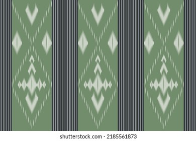 Patrón de tela nativa, folclórico, tribal, verde claro contraste con verde oscuro