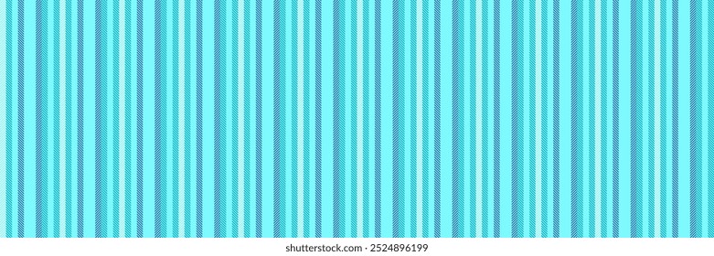 Native fabric vertical stripe, neat texture lines textile. Aesthetic vector background seamless pattern in cyan and blue colors palette.