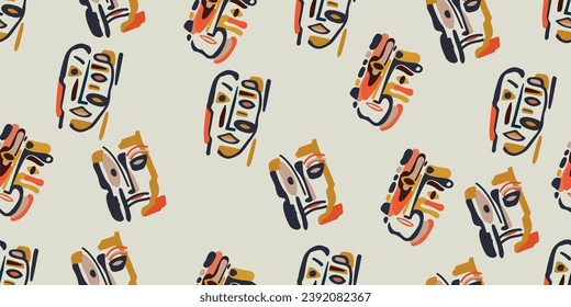 Native Gesichtsmaske abstrakter Formen. Tapete aus Avantgarde und abstrakten Masken.